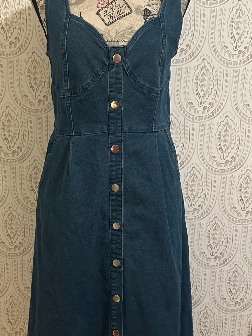 Amazon Blue Denim Button-Front Maxi Dress - Picture 3 of 7